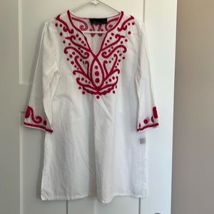 Cynthia Rowley beach cover up. White and pink, size L.  Never worn